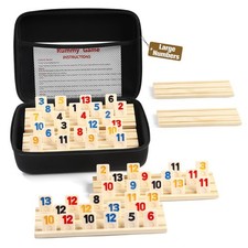 Rummy Cube 6 Player Edition with 6 Wooden Racks/Trays, 160 Large Numbers Rumm...