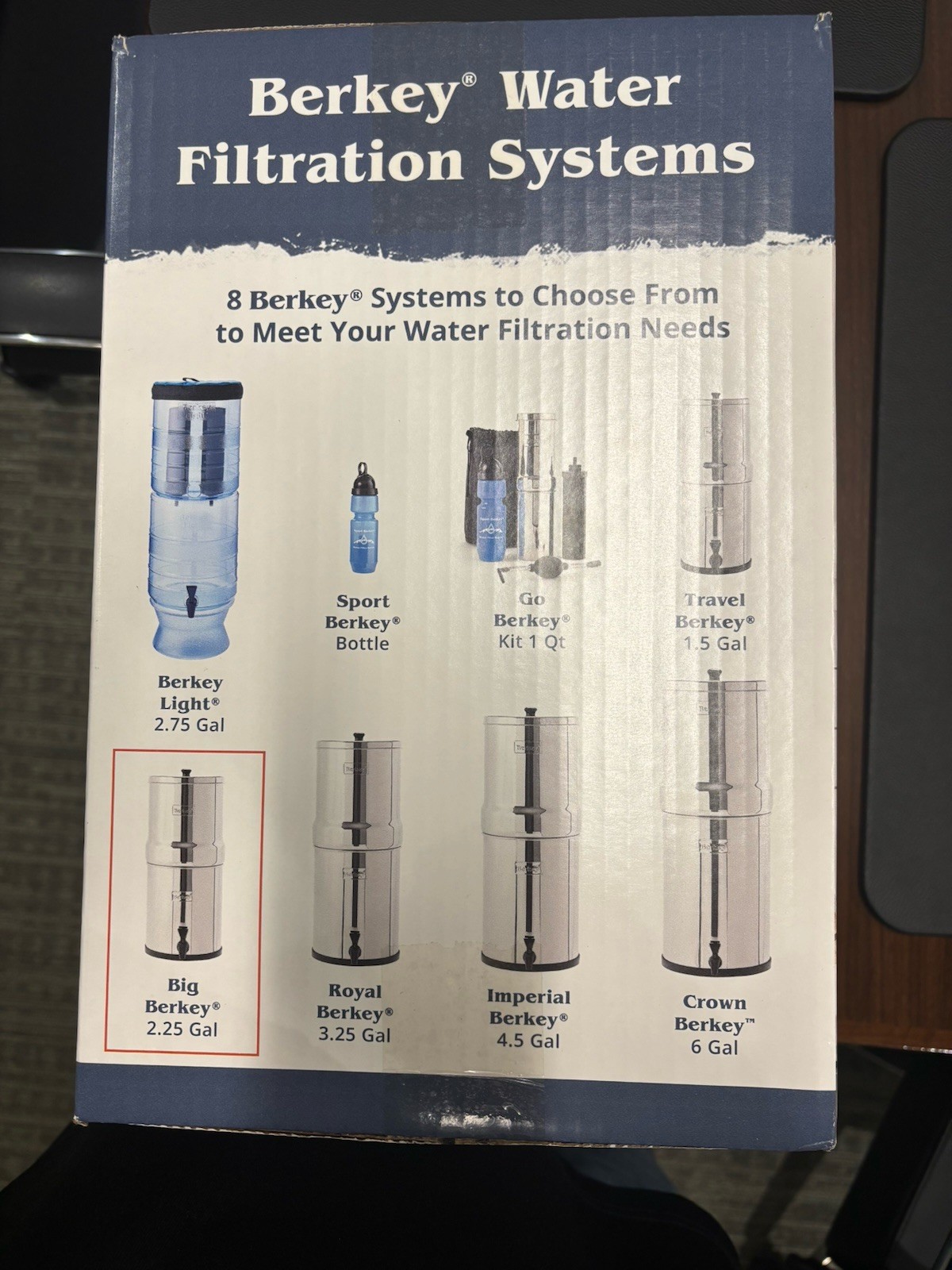 NEW NIB Big Berkey 2.25 Gallon 8.5 Liter Gravity Fed Water Filtration System