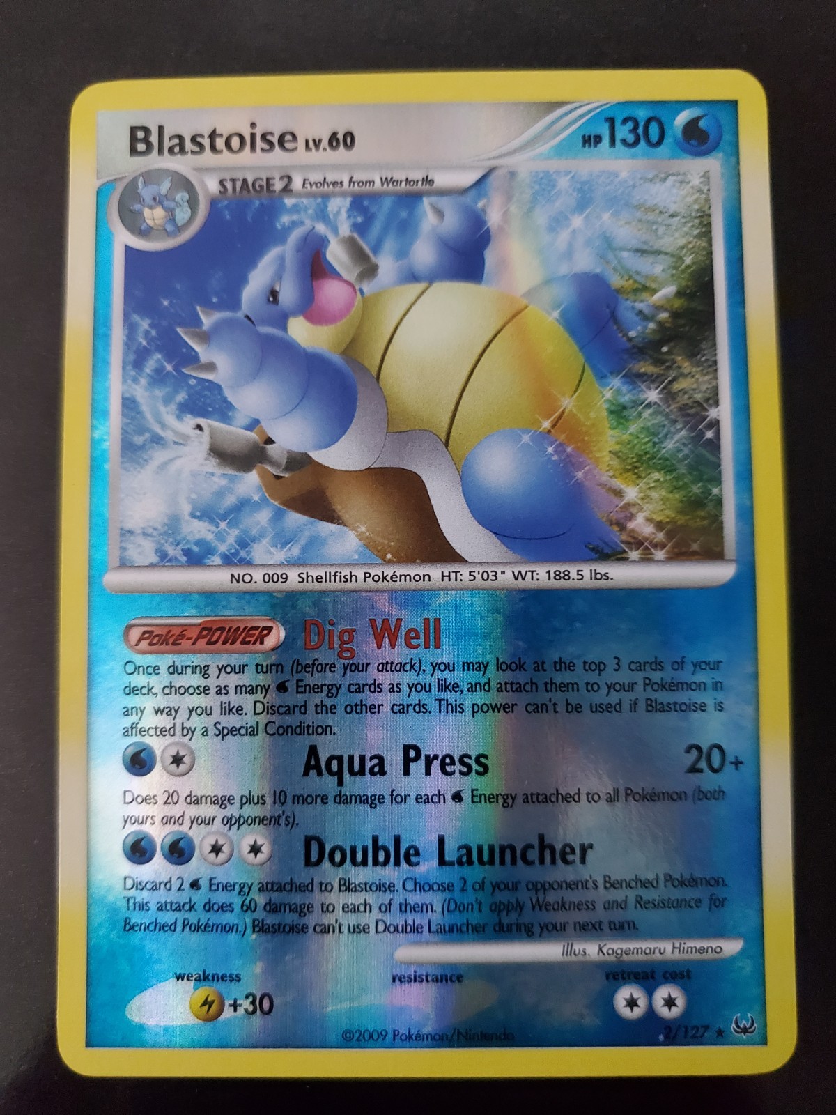 Blastoise 2/127 Reverse Holo Rare Pokemon TCG DP Platinum Card Near Mint NM