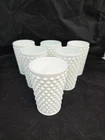 Vintage Milk Glass Hobnail Tumblers Set Of Six 5" #3942