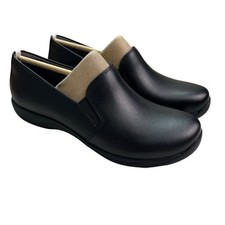 Dansko New Nora Black Leather Slip On Slip Resistant Loafers Size 38 7.5-8