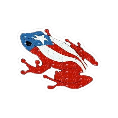 Puerto Rico Flag Coqui Tree Frog Stickers | Kiss-Cut Vinyl Decal