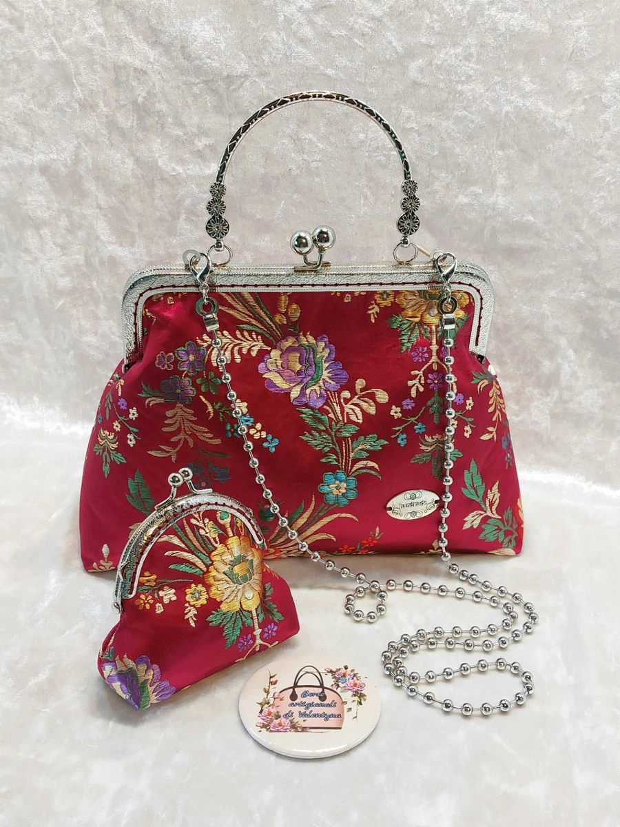 Pochette Da Sera Donna In Pelle Scamosciata Rossa - 3 In 1: Frizione, Tracolla Con Catena, Borsa A Mano