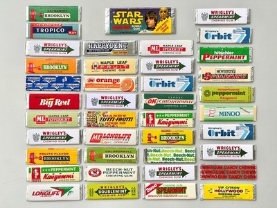 40 Stk. Original Vintage 70/80er Kaugummi Streifen Chewing Gum aus aller Welt
