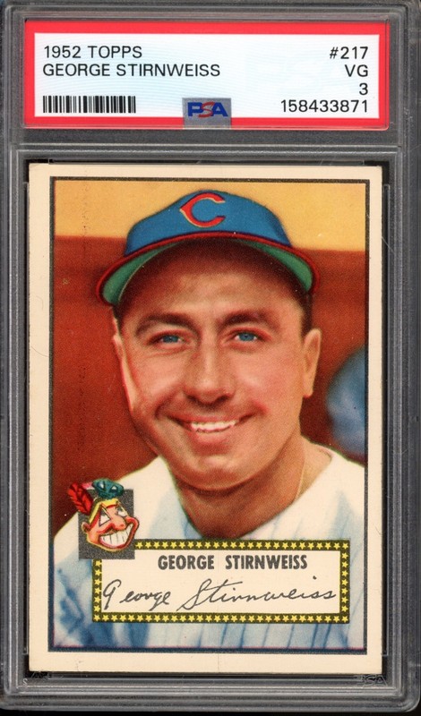 1952 Topps #217 George Snuffy Stirnweiss PSA 3 Vintage Baseball Card (3871)