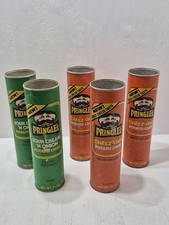 Lot of 5 Vintage Pringles Potato Chips Empty Cans Sour Cream N Onion Cheez-ums