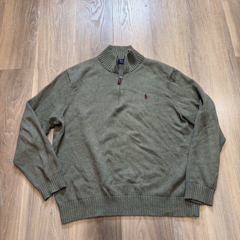 Polo Ralph Lauren Estate rib 1/4 Zip Pullover Sweater Mens Size Xl Green