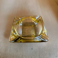 Vintage Amber Butterscotch Square Retro Dads Gift Ashtray 6x6x2 Beautiful MCM 