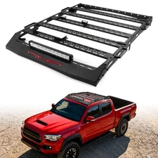 Roof Rack Cargo Carrier Heavy Steel For 05-23 Toyota Tacoma Double Cab w/ Lights