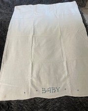 Vintage Embroidered Linen "Baby" Sheet with Pillowcase