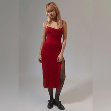 Urban Outfitters Red Arna Midi Slip Scoop Neck Dress Size Medium