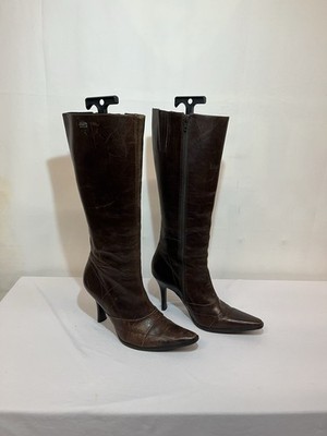 Buffalo London Lederstiefel Leder Stiefel High Heels Braun Gr 41