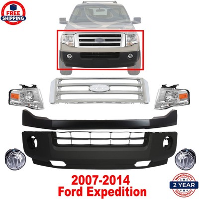 Front Bumper Cover Primed & Grille Assembly Kit For 2007-2014 Ford Expedition