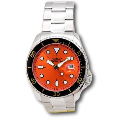 Invicta Pro Diver Men's 46mm Orange Dial Lume Markers Steel Quartz Watch 47159