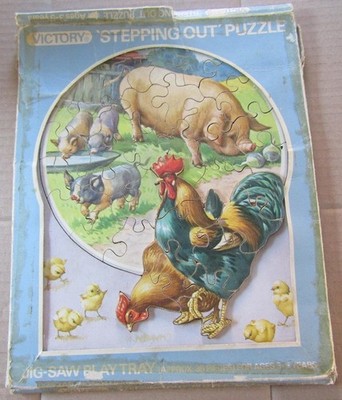 Victory ''Stepping Out'' Holzpuzzle - Hühner und Schweine