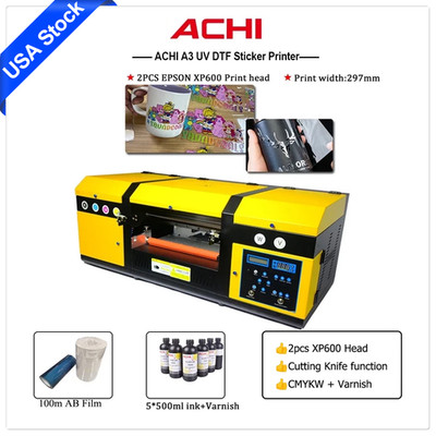 A3 UV DTF Sticker Printer Double XP600 Head Transfer Sticker Printing + AB Film
