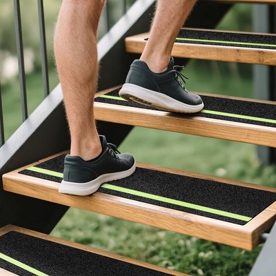 Outdoor Stair Treads Non Slip 5-Pack Black Glow 6'' x 30'' - Weather Resistant ...