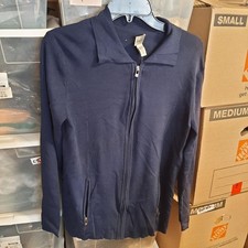 NEW TAG  Women Chico Full Zip Knit Jacket Navy Blue Size 0