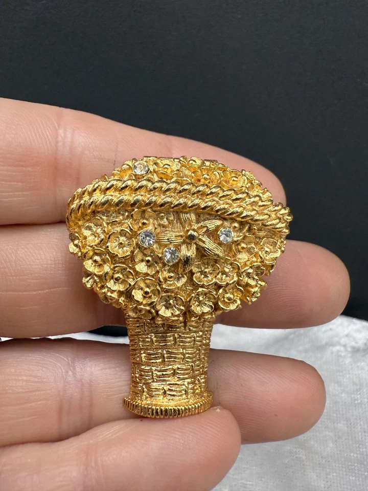 Lote de broches vintage pedrería imitación perla tono dorado Foto 4 de 4