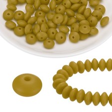 100Pcs Silicone Beads 12mm Lentil Rubber Focal Beads Bulk, Olive Green