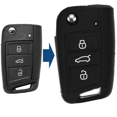 Klapp Schlüssel Silikon Schutz Hülle für VW Golf 7 Polo Seat Ibiza Skoda Octavia