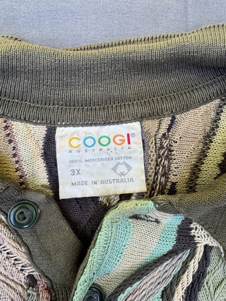 Свитер Coogi 3x винтажный австралийский мерсеризованный хлопок на пуговицах - Изображение 3 из 3