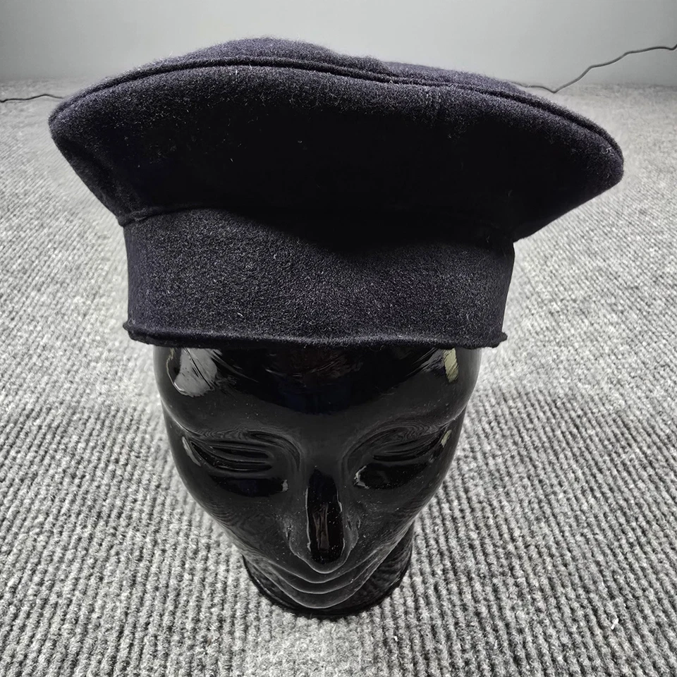 Sombrero militar boina ajustado para hombre 7 1/4 negro lana cuero banda para sudar uniforme vestido Foto 2 de 4