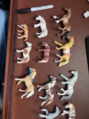 Mixed Lot of 11 Children's Plastic Toy Horse Figures Pre Owned Playmobil