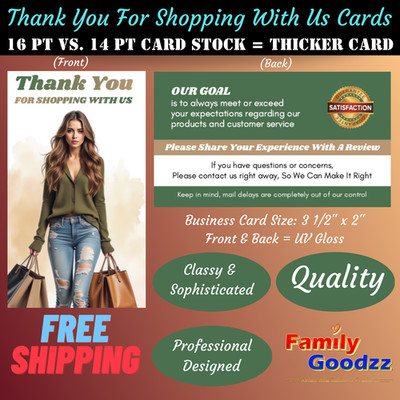 200 Ct CLASSY Ebay Seller Thank You For Your Purchase Cards, Buy 2 get ...