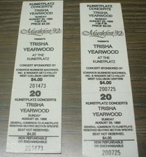 TRISHA YEARWOOD - MUSIKFEST '92 - KUNSTPLATZ Concert Tiickets - Set of 2