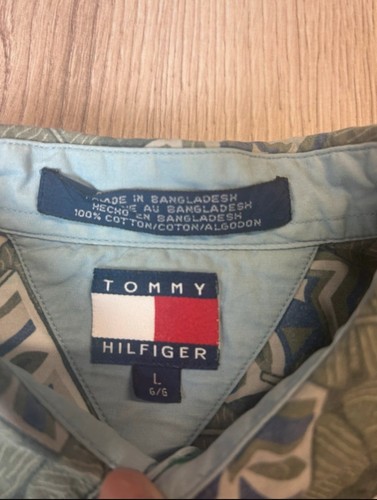 TOMMY HILFIGER boys patterned shirt size large holiday summer short sleeved s60 - Picture 3 of 7