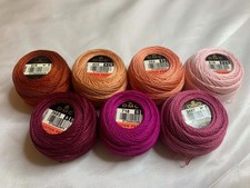 lot of 7 DMC 116 8 Perle Cotton Thread Balls, Size 8 brand new 63 sunset pinks