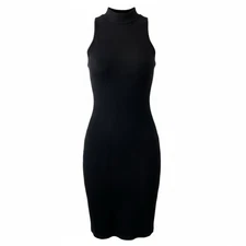 NWOT Ribbed Mock Neck Bodycon Cocktail Little Black Dress Sz S Party GNO Capsule