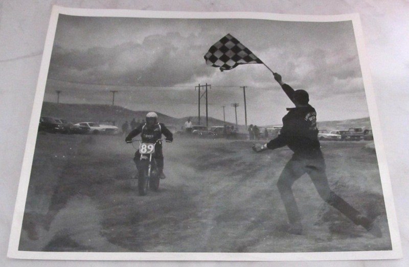 Vintage Motocross Motorcycle Race Photo 8" x 10" Cheyenne, Wyoming WY Flag #89
