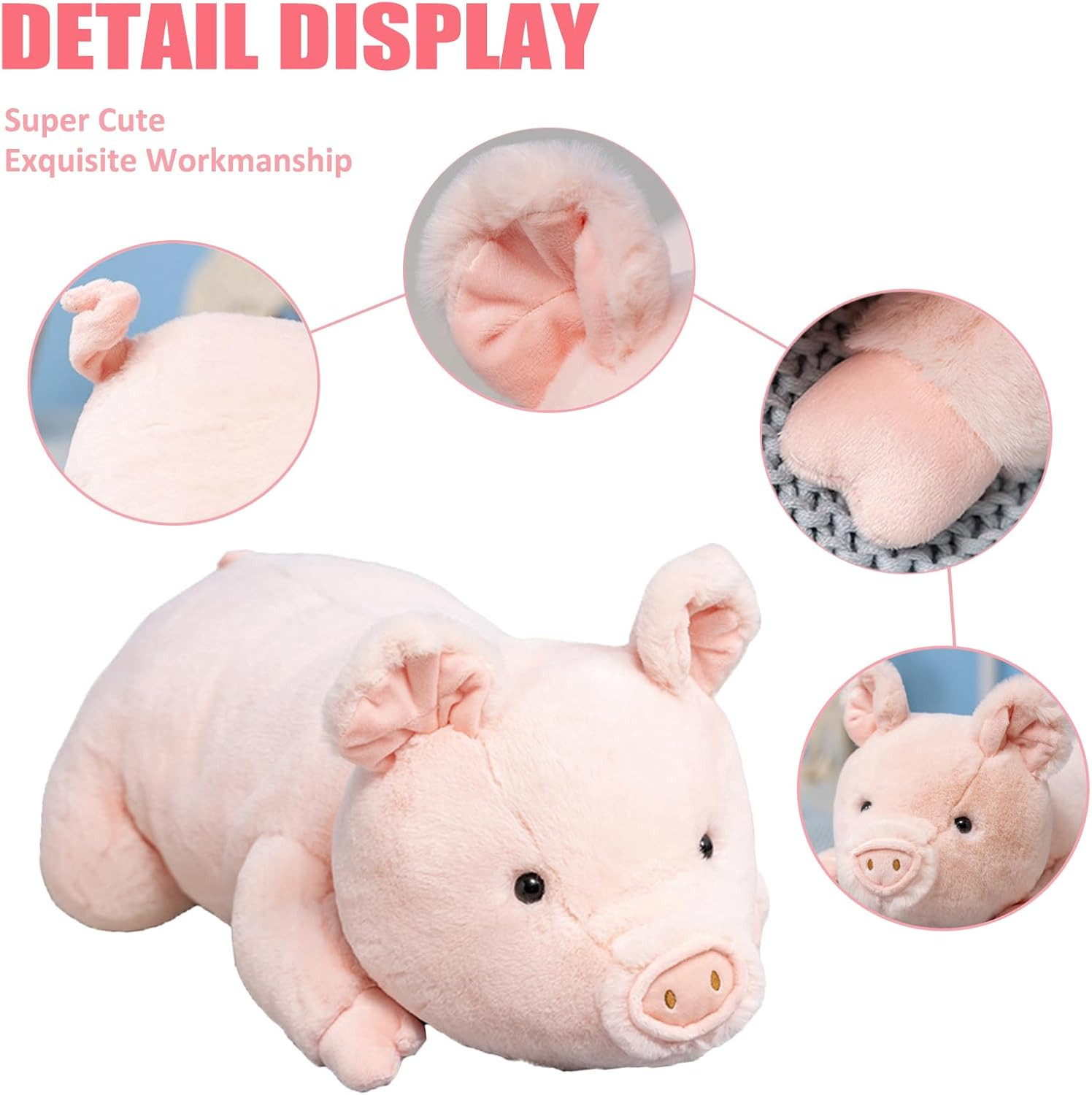 Weighted Stuffed Animals, 3.3Lbs Weighted Pig Stuffed Animal Pink Pig Plush Anim