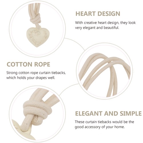 2 Pcs Curtain Buckle Heart Shaped Drapery Creative Tiebacks Rope Belts - Picture 12 of 12