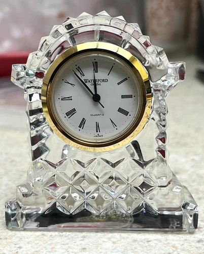 Vintage Waterford Crystal Quartz Japan Clock 3" Tall Made in Ireland No Battery