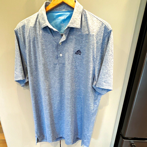 johnnie-O Men's L Blue Heathered Short Sleeve Golf Polo UPF 50 Stretch Logo