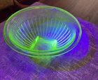 Vintage Green Uranium Depression Glass Mixing Bowl 7”