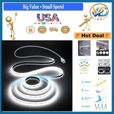 USB COB LED Strip Lights 3.28ft 6000K Cold White Flexible 320 LEDs - Indoor/O...