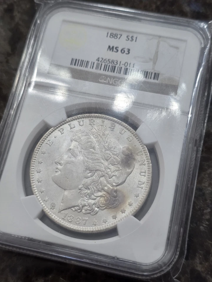 1887 Morgan Silver Dollar NGC MS 63 Doubling, Toned, Lamination Error PROOF LIKE - Image 4 of 4