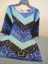 P36 Girls size 14 Multicolored Long Sleeve Zig Zag Lace Dress Sequin Hearts