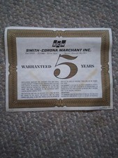 024 Vintage 1963 Smith Corona Classic Elite Typewriter Warranty Card 5 Years  thumbnail