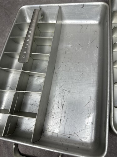 2 Double Ice Tray Quick Release Cube Vintage 1950s Frigidaire Quickube Aluminum - Picture 4 of 9