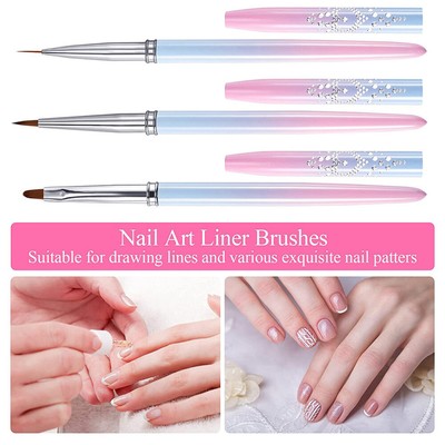  3pcs Nail Art Pinsel Pinsel Nagelkunst Stifte Nagellinie Zeichnung Stifte