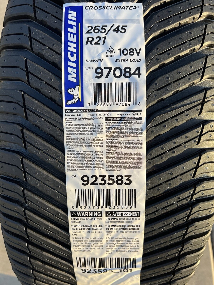 Set of TWO BRAND NEW 265/45R21 108V Michelin CrossClimate 2 Set of TWO BRAND NEW 265/45R21 108V Michelin CrossClimate 2