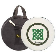 Bodhran 16" with Bag and Beater, Koda Irish Drum, GREEN SQUARE CELTIC KNOT