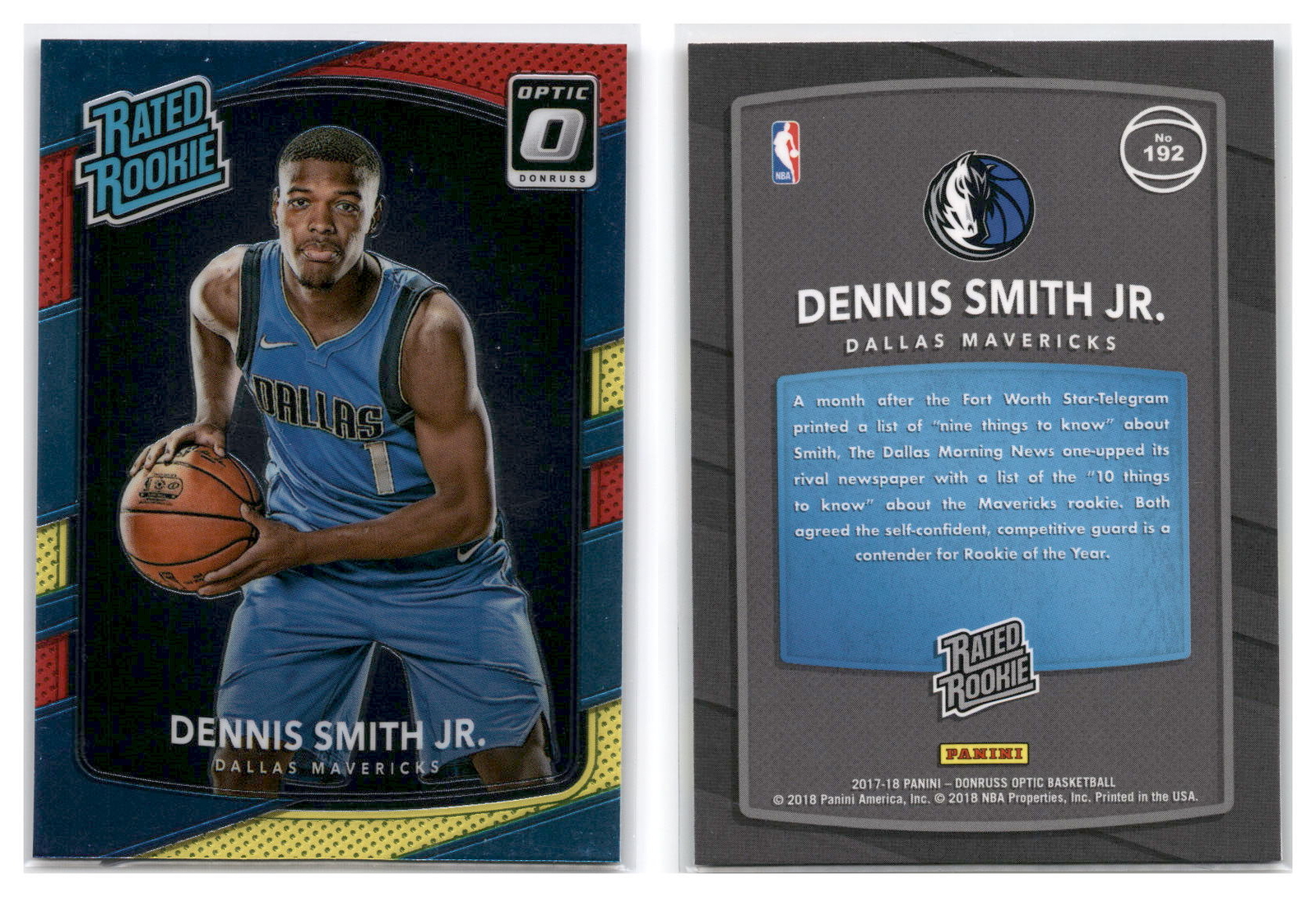 2017-18 Donruss Optic Red/Yellow RC #192 Dennis Smith Jr - Mavericks