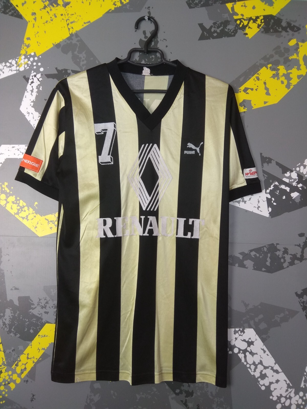 Renault Puma Vintage Jersey Football Shirt Black Yellow Mens Size M trikot ig93