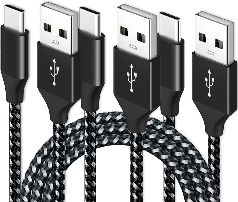 Universal 3Pack 3/6/10Ft USB to Type-C Cable Fast Charger | Black ...